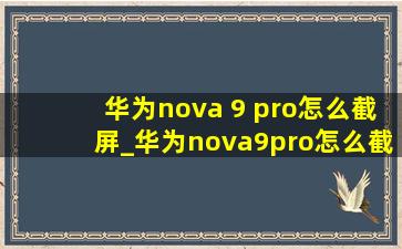 华为nova 9 pro怎么截屏_华为nova9pro怎么截屏设置